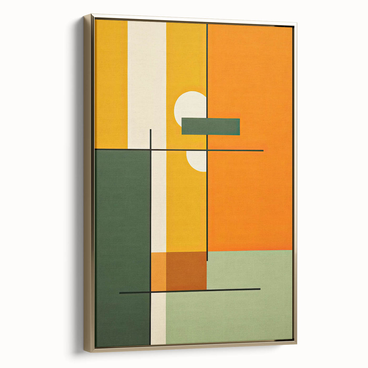 Abstract Minimalist Wall Art: Bold Geometric Design in Green and Orange