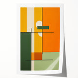 Abstract Minimalist Wall Art: Bold Geometric Design in Green and Orange