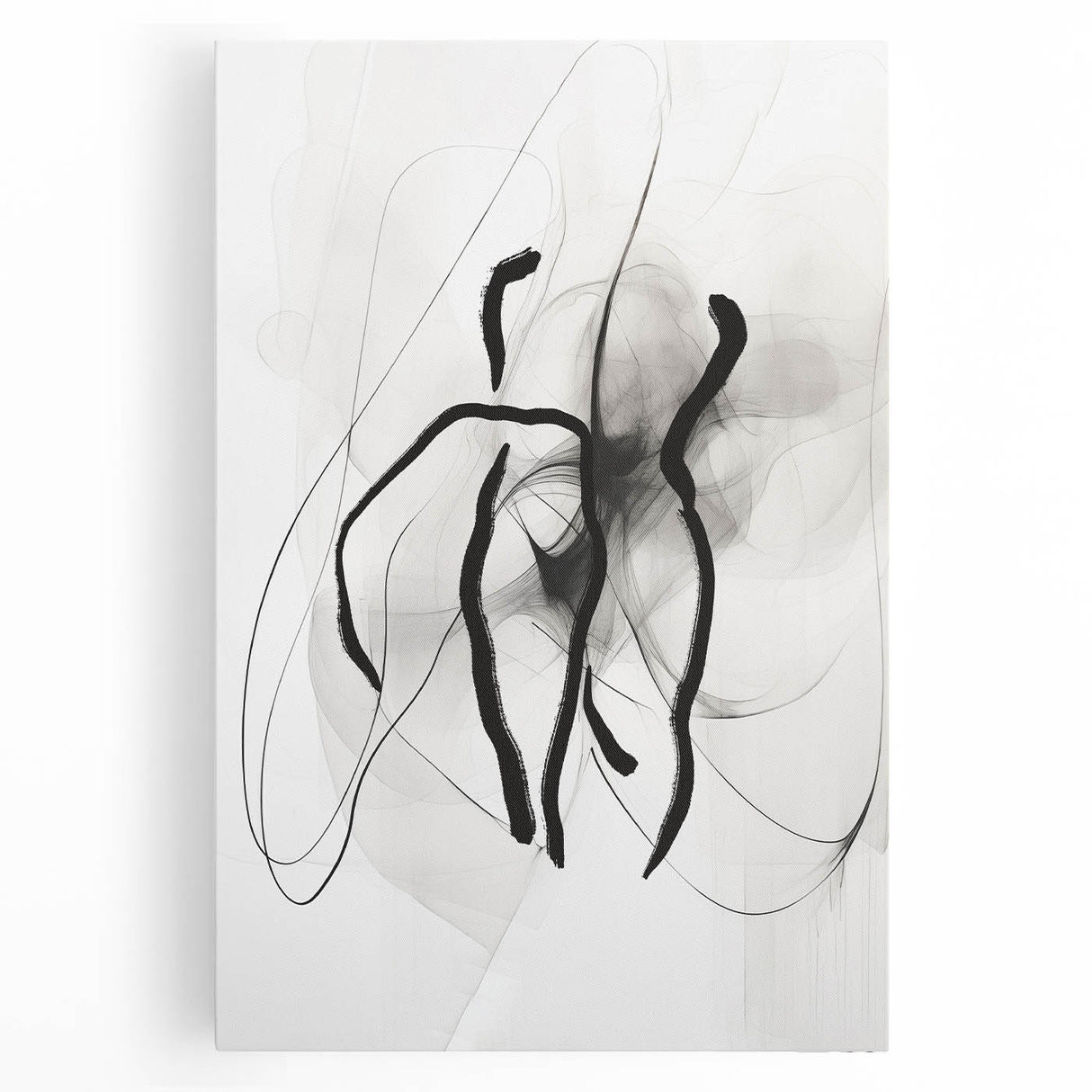 Abstract Minimalist Wall Art: Modern Black and White Line Art Print