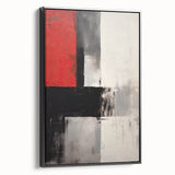 Bold Abstract Minimalist Wall Art: Red, Black, and White Geometric Design