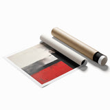 Bold Abstract Minimalist Wall Art: Red, Black, and White Geometric Design