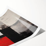 Bold Abstract Minimalist Wall Art: Red, Black, and White Geometric Design