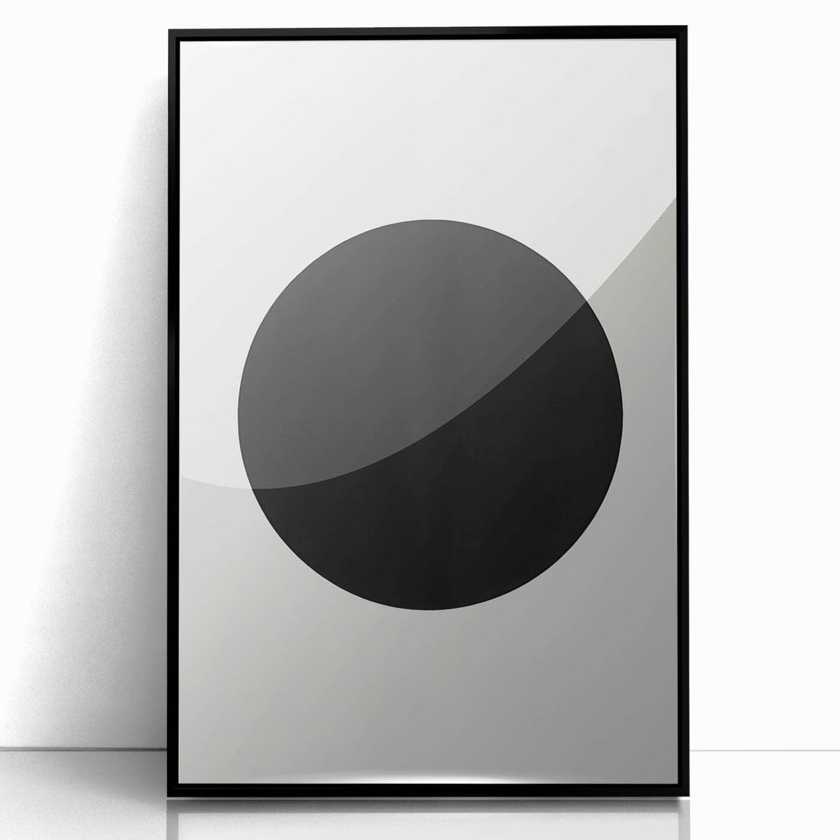 Minimalist Abstract Art: Black Circle on White Background Modern Print