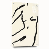 Minimalist Abstract Line Art: Bold Organic Strokes in Black on White