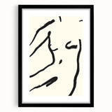 Minimalist Abstract Line Art: Bold Organic Strokes in Black on White