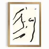 Minimalist Abstract Line Art: Bold Organic Strokes in Black on White