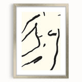 Minimalist Abstract Line Art: Bold Organic Strokes in Black on White