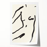Minimalist Abstract Line Art: Bold Organic Strokes in Black on White
