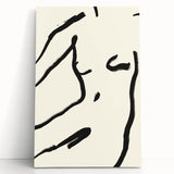 Minimalist Abstract Line Art: Bold Organic Strokes in Black on White