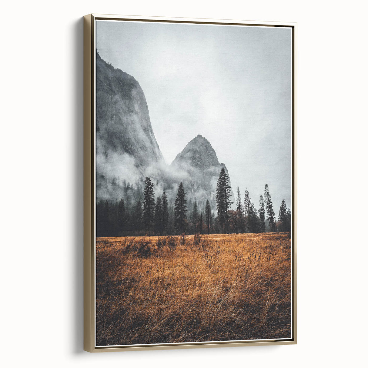 Misty Mountain Solitude - Rustic Nature Scene Art