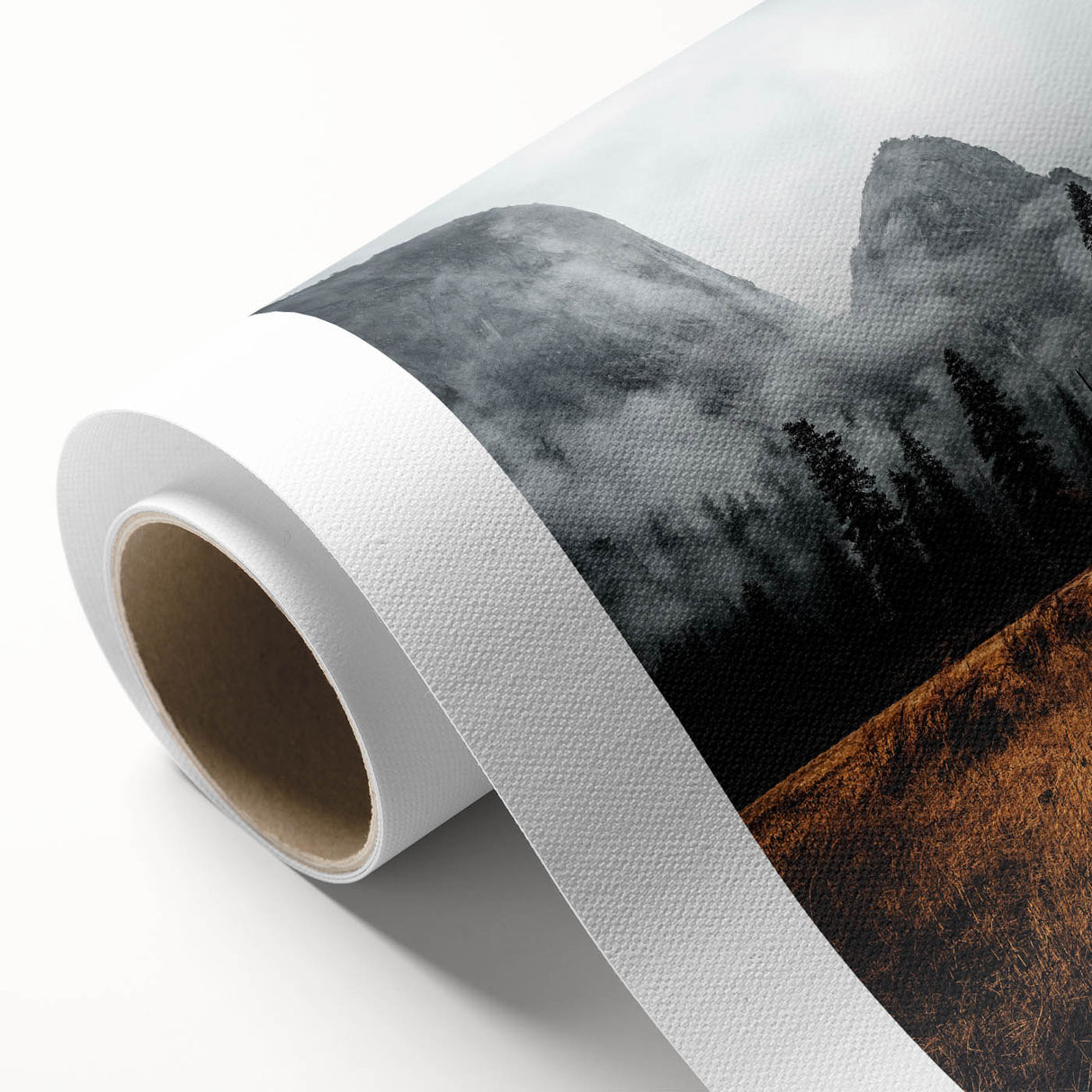 Misty Mountain Solitude - Rustic Nature Scene Art
