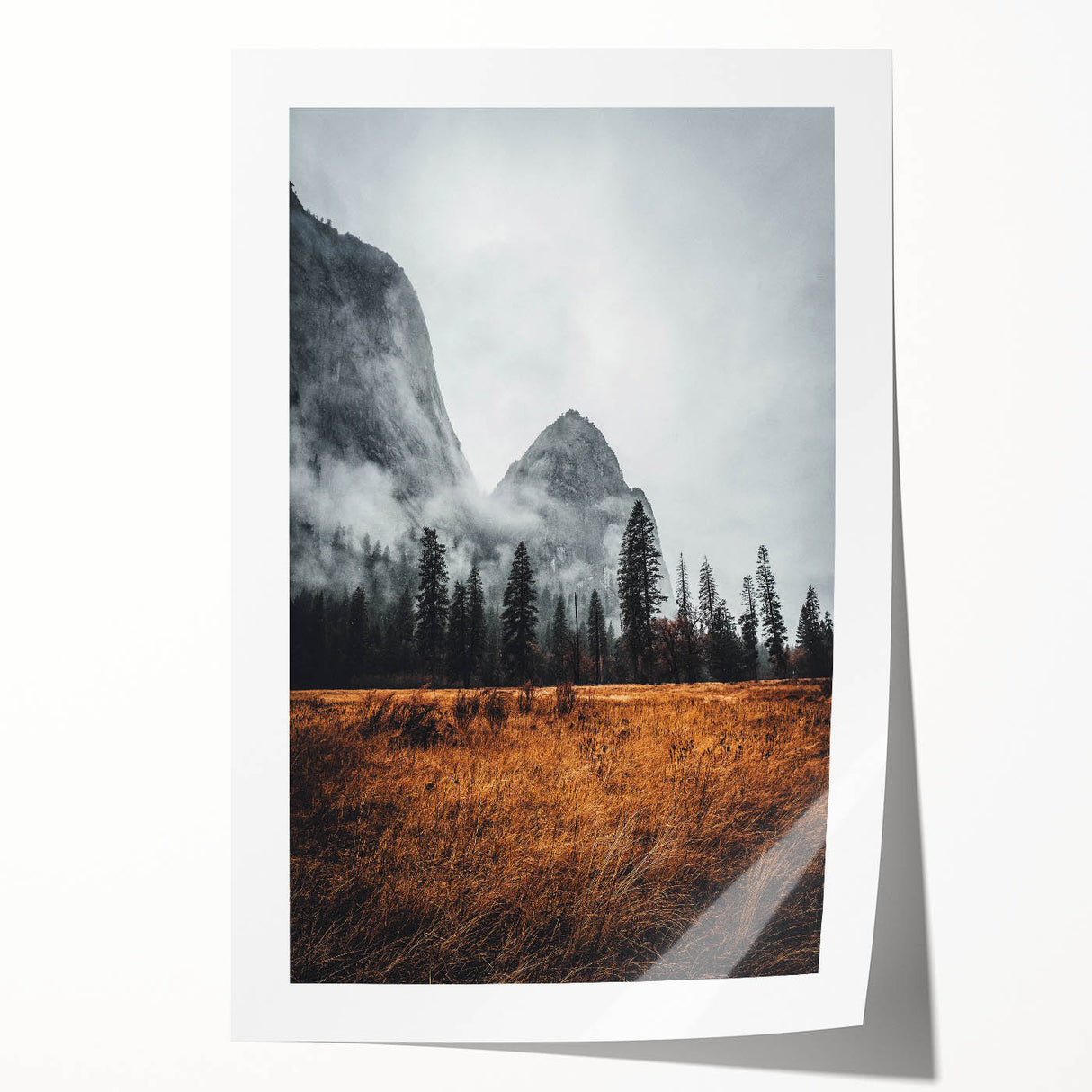 Misty Mountain Solitude - Rustic Nature Scene Art