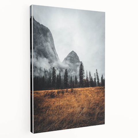 Misty Mountain Solitude - Rustic Nature Scene Art