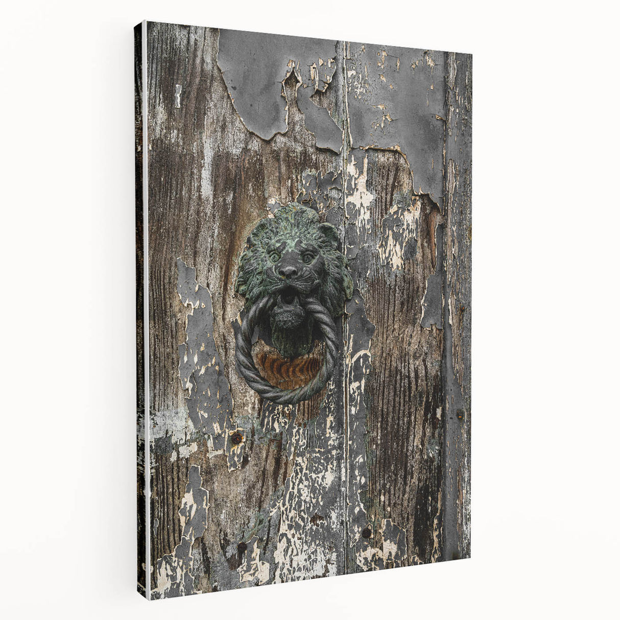 Weathered Lion Door Knocker Wall Art – Rustic Elegance Decor