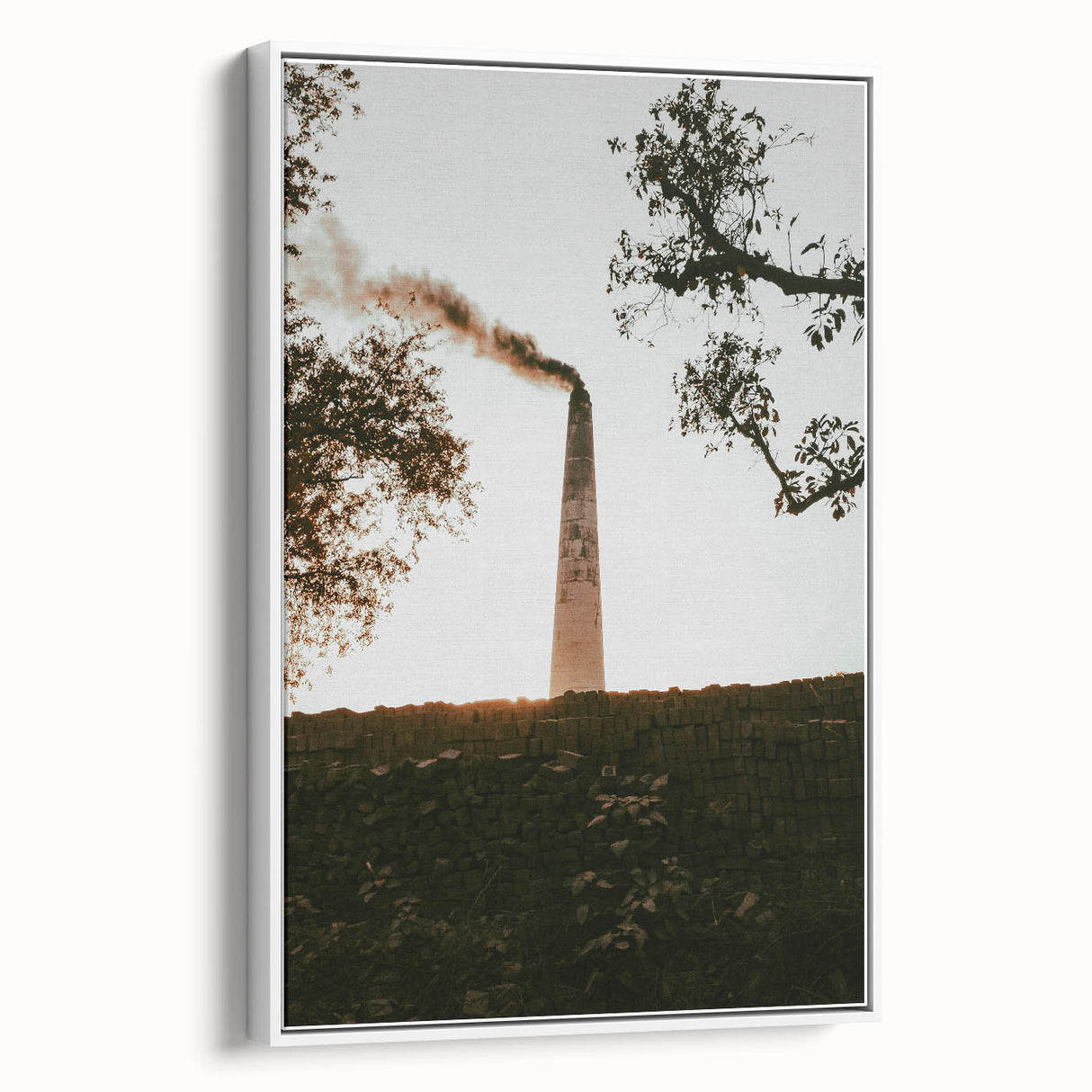 Industrial Smokestack Wall Art – Rustic Environmental Decor