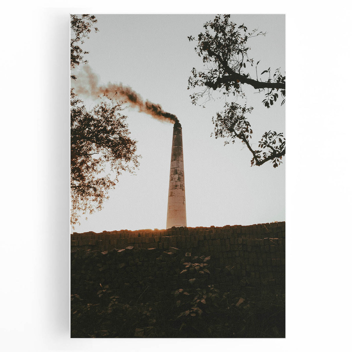Industrial Smokestack Wall Art – Rustic Environmental Decor