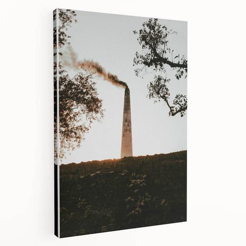 Industrial Smokestack Wall Art – Rustic Environmental Decor