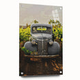 Vintage Car Vineyard Art - Rustic Farmhouse Wall Deco