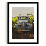 Vintage Car Vineyard Art - Rustic Farmhouse Wall Deco