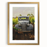 Vintage Car Vineyard Art - Rustic Farmhouse Wall Deco
