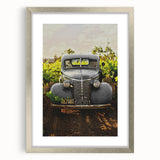 Vintage Car Vineyard Art - Rustic Farmhouse Wall Deco
