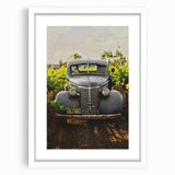 Vintage Car Vineyard Art - Rustic Farmhouse Wall Deco