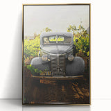 Vintage Car Vineyard Art - Rustic Farmhouse Wall Deco