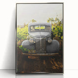 Vintage Car Vineyard Art - Rustic Farmhouse Wall Deco