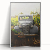 Vintage Car Vineyard Art - Rustic Farmhouse Wall Deco