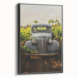 Vintage Car Vineyard Art - Rustic Farmhouse Wall Deco