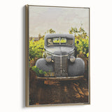 Vintage Car Vineyard Art - Rustic Farmhouse Wall Deco