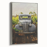 Vintage Car Vineyard Art - Rustic Farmhouse Wall Deco