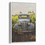 Vintage Car Vineyard Art - Rustic Farmhouse Wall Deco