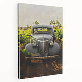Vintage Car Vineyard Art - Rustic Farmhouse Wall Deco