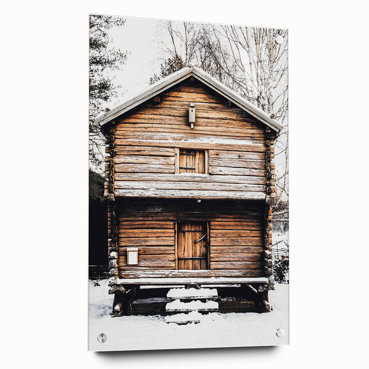 Winter Cabin Solace - Rustic Snowscape Art