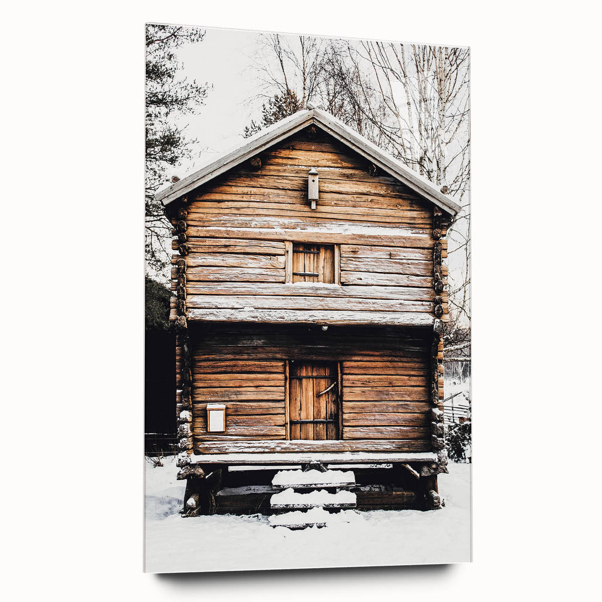 Winter Cabin Solace - Rustic Snowscape Art