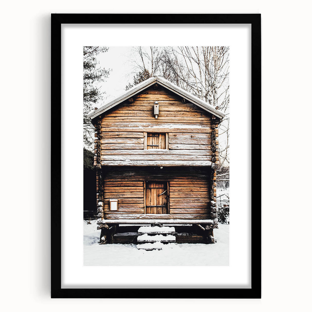 Winter Cabin Solace - Rustic Snowscape Art