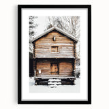 Winter Cabin Solace - Rustic Snowscape Art