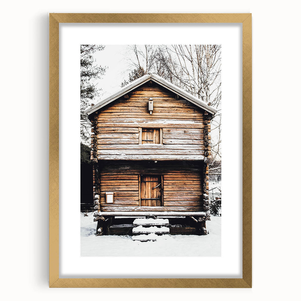 Winter Cabin Solace - Rustic Snowscape Art