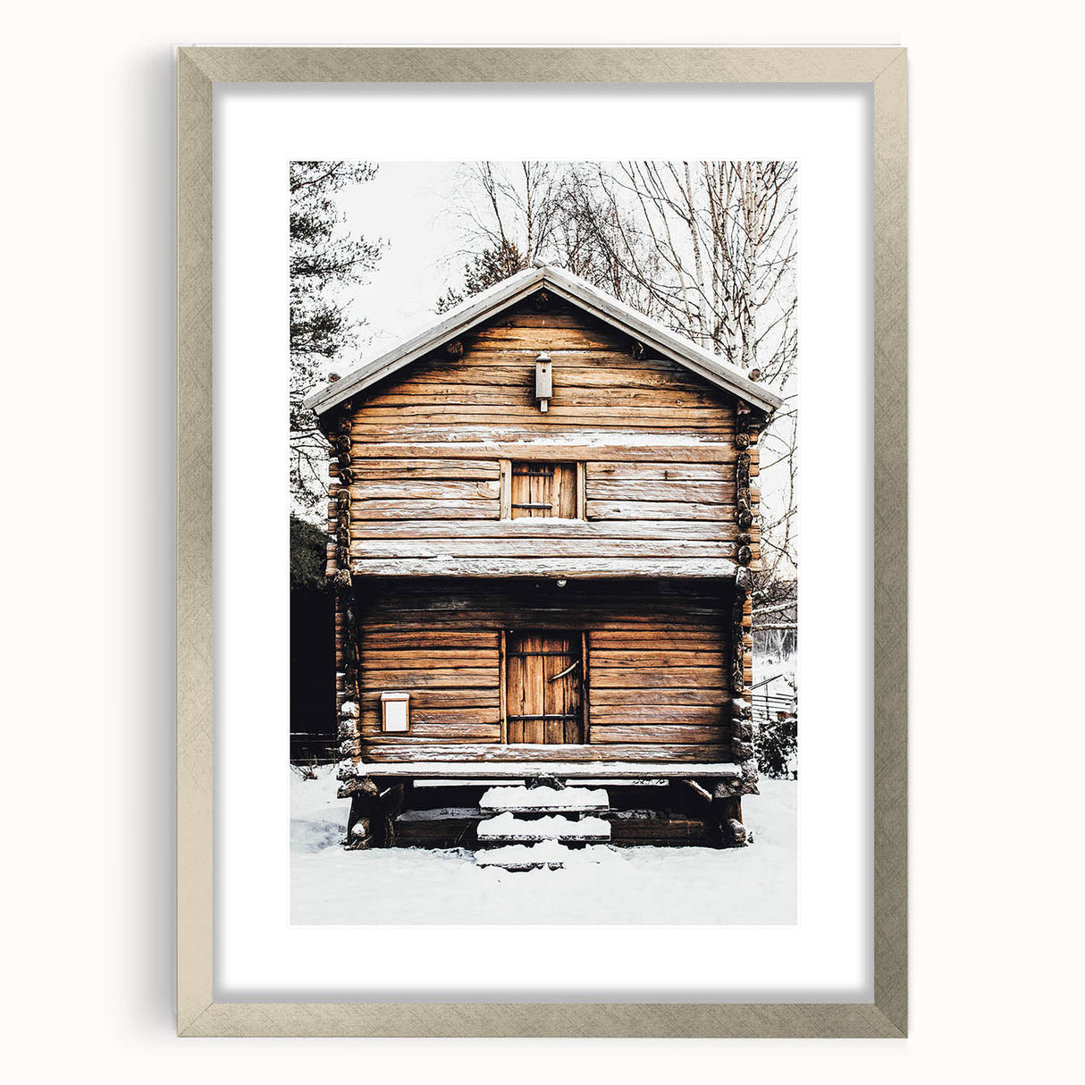 Winter Cabin Solace - Rustic Snowscape Art