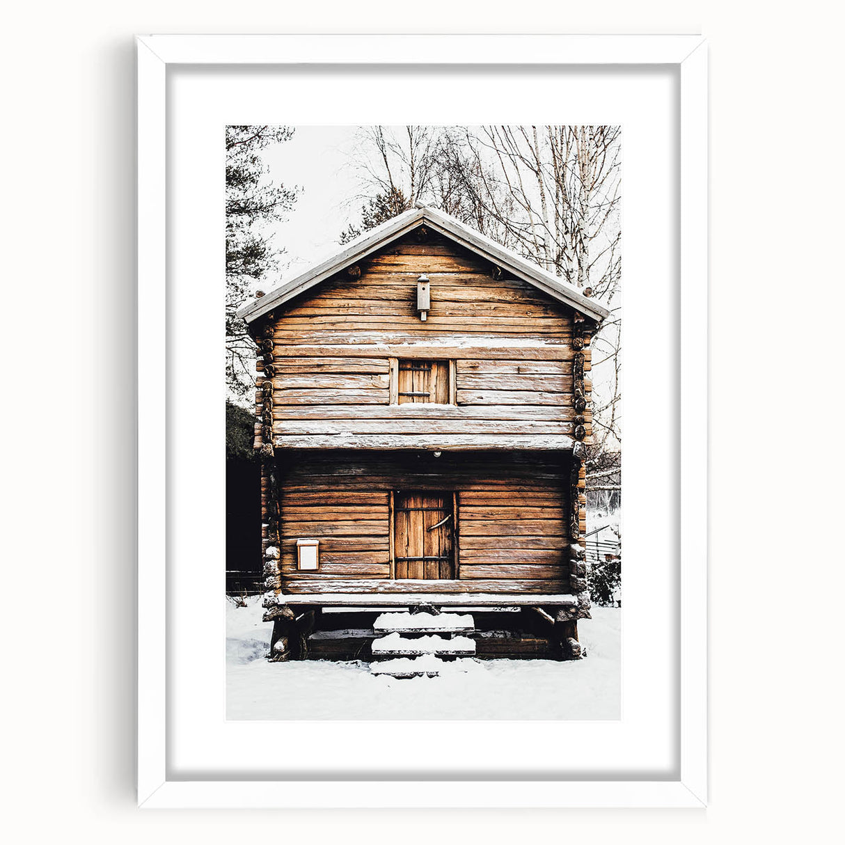 Winter Cabin Solace - Rustic Snowscape Art