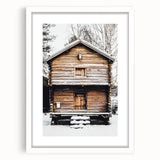 Winter Cabin Solace - Rustic Snowscape Art