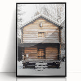 Winter Cabin Solace - Rustic Snowscape Art