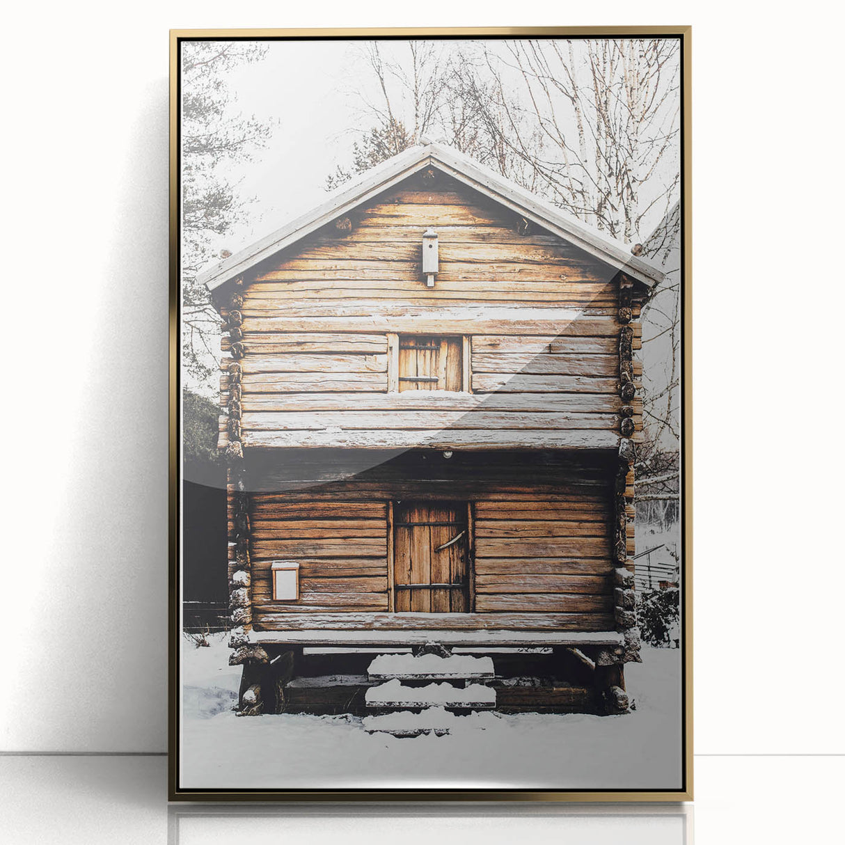 Winter Cabin Solace - Rustic Snowscape Art