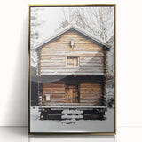 Winter Cabin Solace - Rustic Snowscape Art