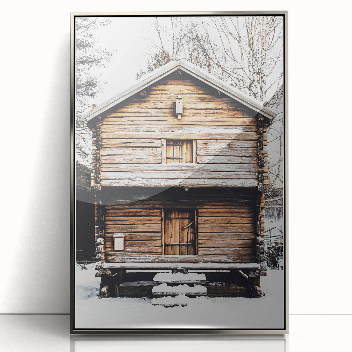 Winter Cabin Solace - Rustic Snowscape Art