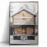 Winter Cabin Solace - Rustic Snowscape Art