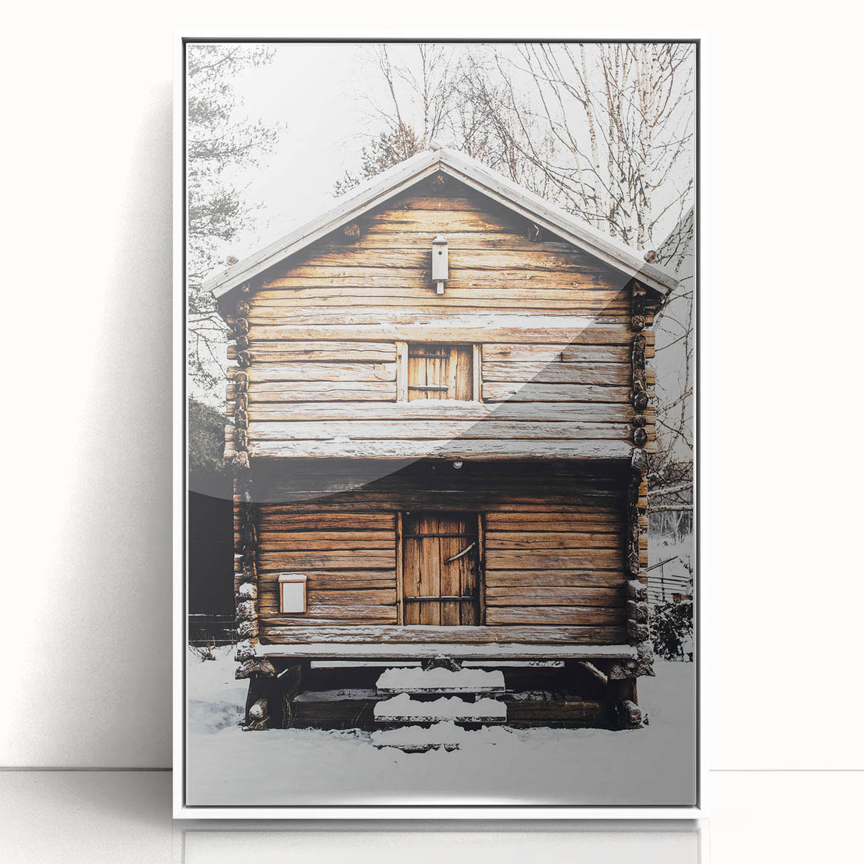 Winter Cabin Solace - Rustic Snowscape Art