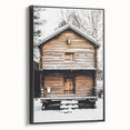 Winter Cabin Solace - Rustic Snowscape Art