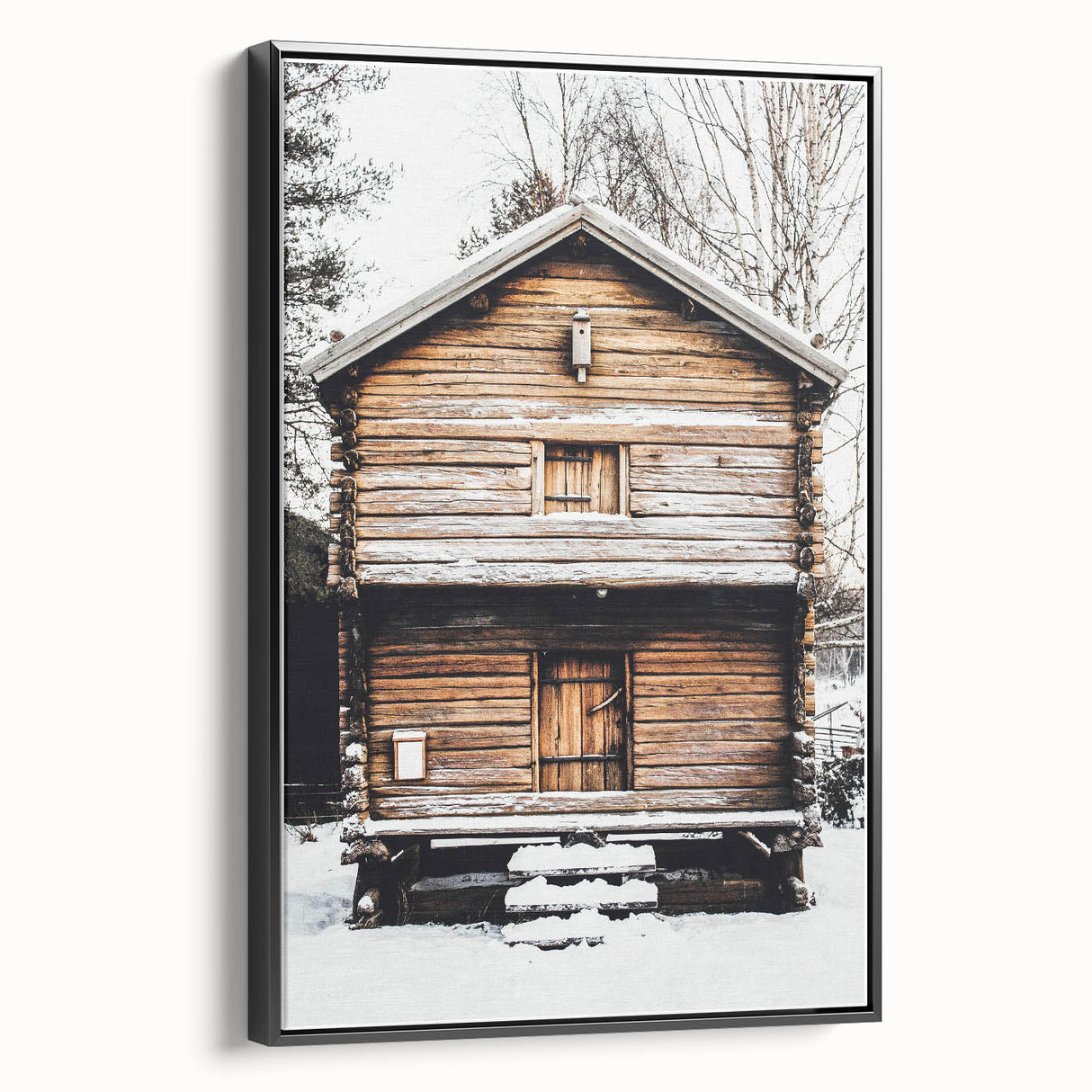 Winter Cabin Solace - Rustic Snowscape Art